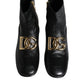 Dolce & Gabbana Black Nappa Leather Logo Ankle Boots Shoes