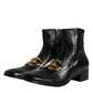 Dolce & Gabbana Black Nappa Leather Logo Ankle Boots Shoes