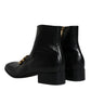 Dolce & Gabbana Black Nappa Leather Logo Ankle Boots Shoes