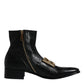 Dolce & Gabbana Black Nappa Leather Logo Ankle Boots Shoes