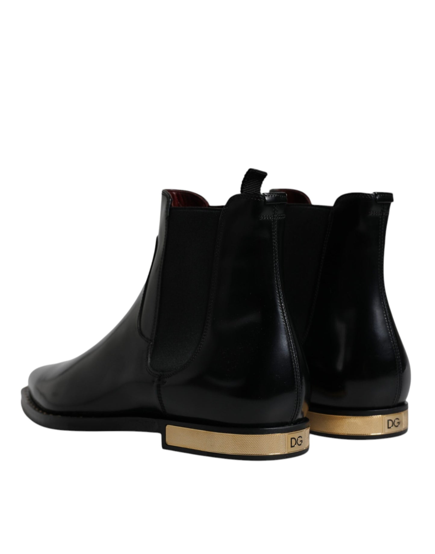 Dolce & Gabbana Black Leather Chelsea Ankle Boots Shoes