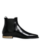 Dolce & Gabbana Black Leather Chelsea Ankle Boots Shoes