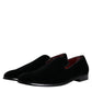 Dolce & Gabbana Black Suede Leather Slippers Loafers Shoes