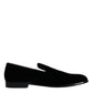 Dolce & Gabbana Black Suede Leather Slippers Loafers Shoes