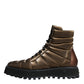 Dolce & Gabbana Bronze Padded Mid Calf Lace Up Boots Shoes