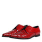 Dolce & Gabbana Red Textured Varnished Derby Men Formal Shoes