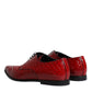 Dolce & Gabbana Red Textured Varnished Derby Men Formal Shoes