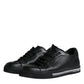 Dolce & Gabbana Black Leather Low Top Sneakers Shoes