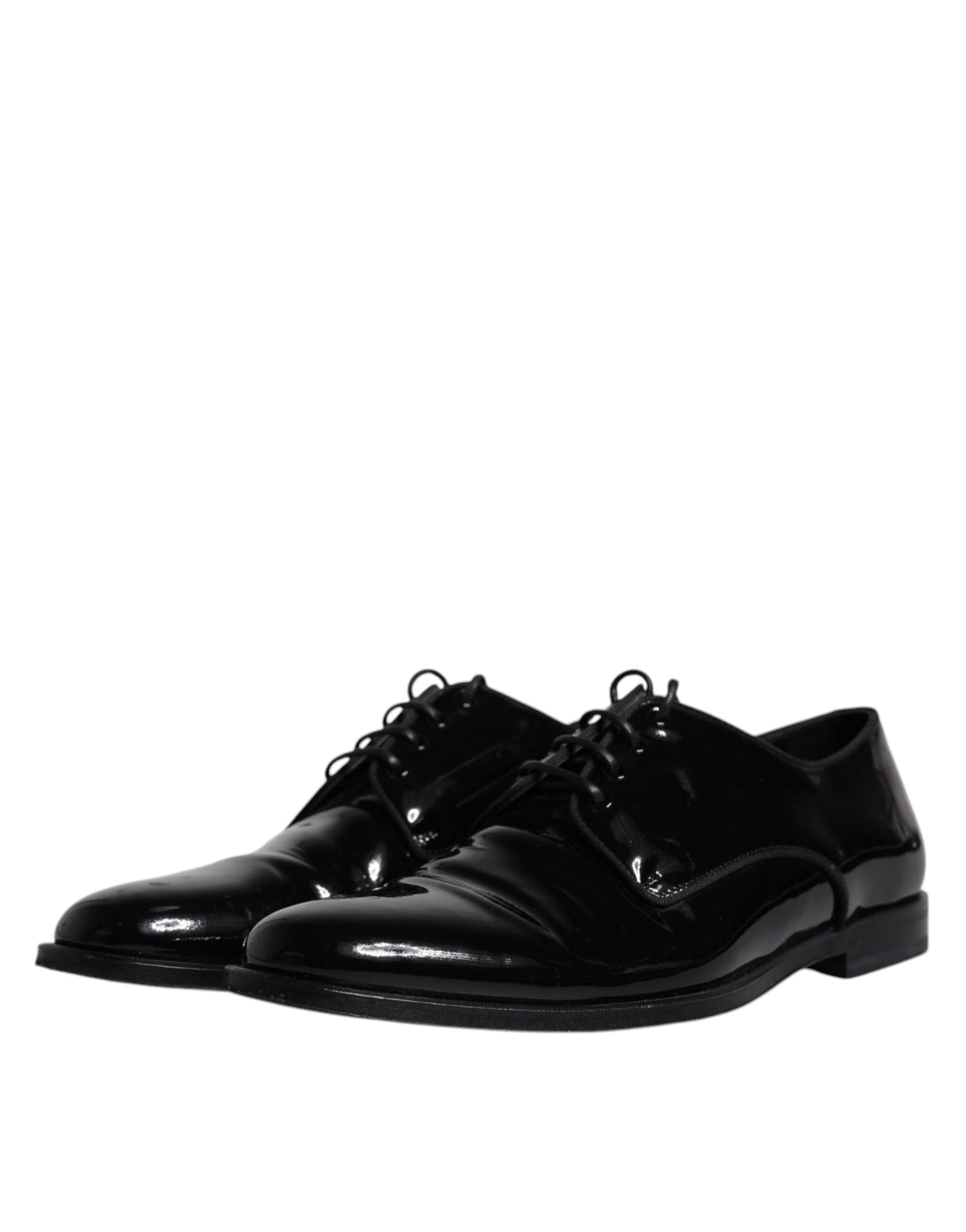 Dolce & Gabbana Black Leather Lace Up Men Derby Formal Shoes