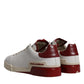 Dolce & Gabbana Beige Red Perforated Low Top Sneakers Shoes