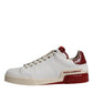 Dolce & Gabbana Beige Red Perforated Low Top Sneakers Shoes