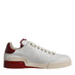 Dolce & Gabbana Beige Red Perforated Low Top Sneakers Shoes