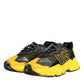 Dolce & Gabbana Black Yellow Leather Daymaster Sneakers Shoes