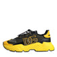 Dolce & Gabbana Black Yellow Leather Daymaster Sneakers Shoes