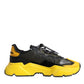 Dolce & Gabbana Black Yellow Leather Daymaster Sneakers Shoes