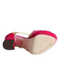 Dolce & Gabbana Pink Velvet Platform Ankle Strap Heel Sandals Shoes