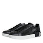 Dolce & Gabbana Black Calf Leather Portofino Sneakers Shoes