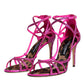 Dolce & Gabbana Pink Strass Ankle Strap Heels Sandals Shoes