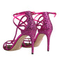 Dolce & Gabbana Pink Strass Ankle Strap Heels Sandals Shoes