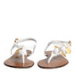 Dolce & Gabbana White Leather Coins Flip Flops Sandals Shoes