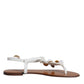 Dolce & Gabbana White Leather Coins Flip Flops Sandals Shoes