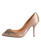 Dolce & Gabbana Beige Satin Crystal High Heels Pumps Shoes