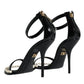 Dolce & Gabbana Black Keira Leather Faux Pearl Sandals Heels Shoes