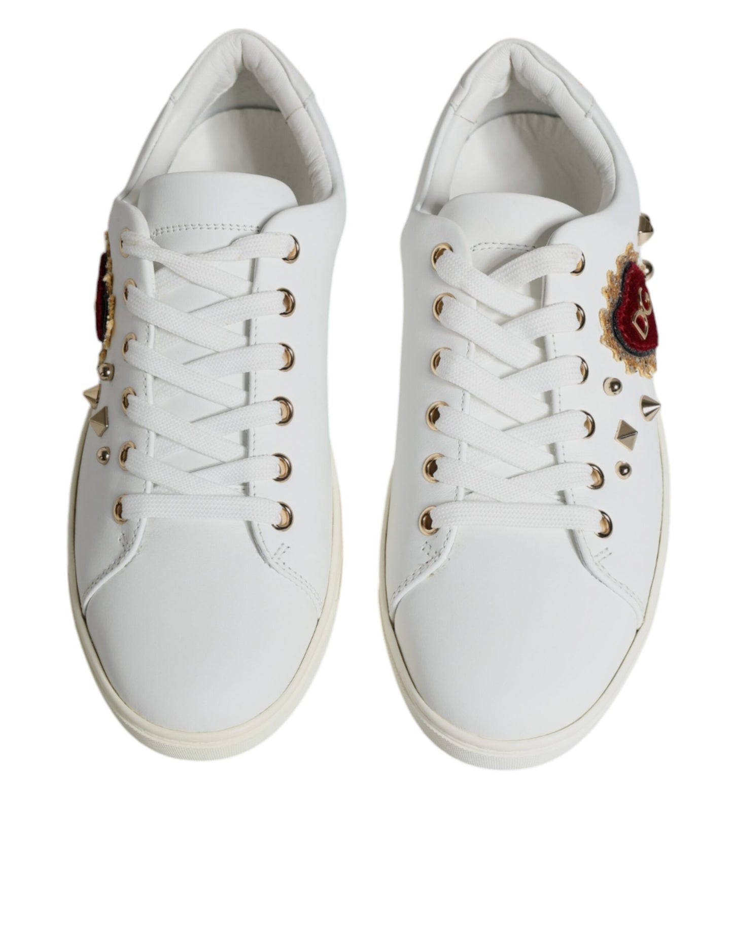 Dolce & Gabbana White Portofino Sacred Heart Sneakers Shoes