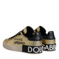 Dolce & Gabbana Gold Portofino Calf Leather Sneakers Shoes