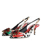 Dolce & Gabbana Multicolor Leather Crystal Heels Slingback Shoes