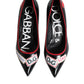 Dolce & Gabbana Black Leather Logo Print Heels Pumps Shoes