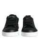 Dolce & Gabbana Black Calf Leather Portofino Sneakers Shoes