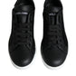 Dolce & Gabbana Black Calf Leather Portofino Sneakers Shoes