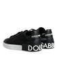 Dolce & Gabbana Black Calf Leather Portofino Sneakers Shoes