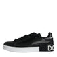 Dolce & Gabbana Black Calf Leather Portofino Sneakers Shoes