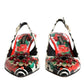 Dolce & Gabbana Multicolor Leather Crystal Heels Slingback Shoes