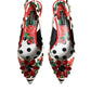 Dolce & Gabbana Multicolor Leather Crystal Heels Slingback Shoes