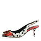 Dolce & Gabbana Multicolor Leather Crystal Heels Slingback Shoes