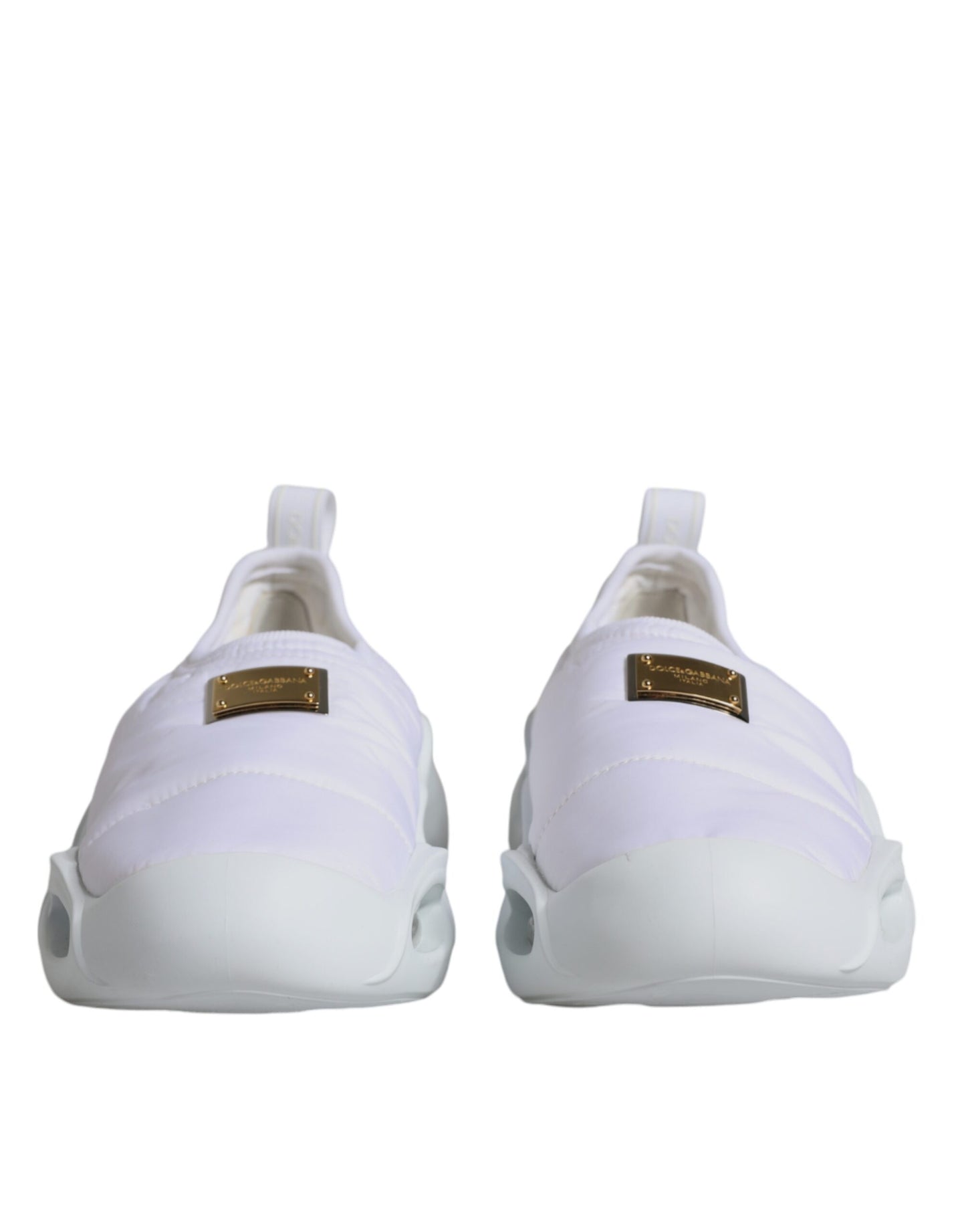 Dolce & Gabbana White Padded Fabric Low Top Sneakers Shoes