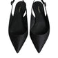 Dolce & Gabbana Black Brocade Flats Sandals Slingback Shoes