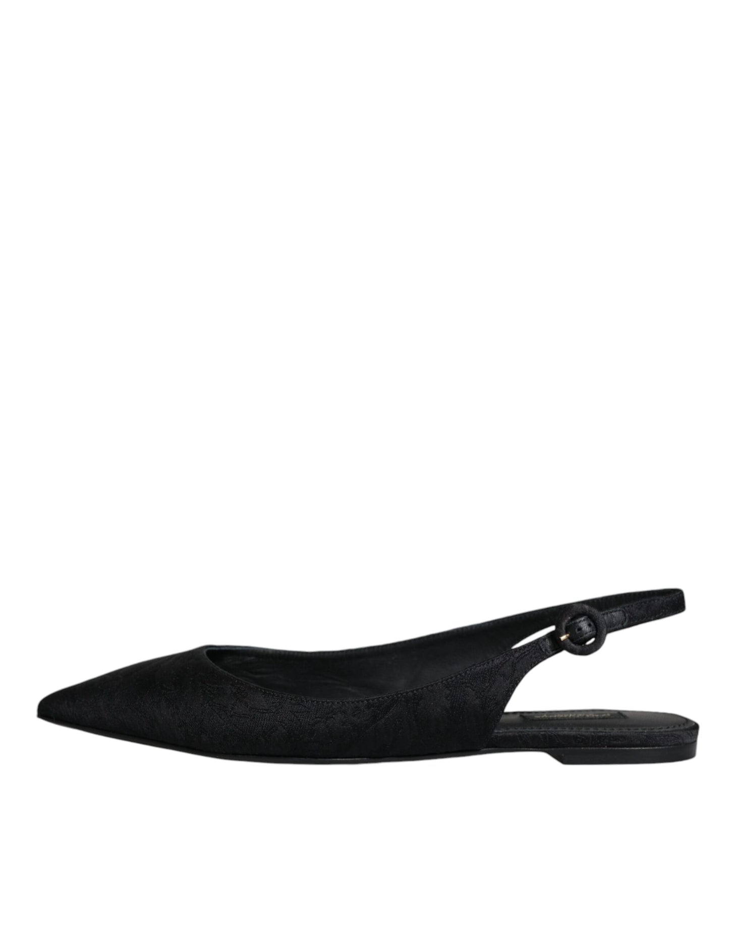 Dolce & Gabbana Black Brocade Flats Sandals Slingback Shoes