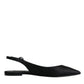 Dolce & Gabbana Black Brocade Flats Sandals Slingback Shoes