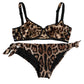 Dolce & Gabbana Brown Silk Stretch Leopard Bra Panty Underwear