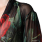 Dolce & Gabbana Black Floral Silk Wrap See Through Dress