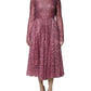 Dolce & Gabbana Fuchsia Floral Lace Long Sleeve Maxi Dress