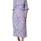 MSGM White Purple Patterned Viscose Short Sleeves Maxi Dress