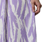 MSGM White Purple Patterned Viscose Short Sleeves Maxi Dress