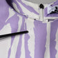 MSGM White Purple Patterned Viscose Short Sleeves Maxi Dress