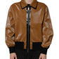Dolce & Gabbana Brown Leather Full Zip Men Bomber Jacket