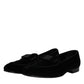 Dolce & Gabbana Black Velvet Loafers Formal Men Dress Shoes